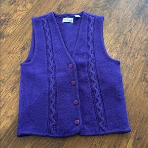 Gorgeous 100% Wool Vest cable knit accent size S Phoebe Buffet friends